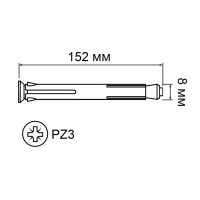 Анкер ЛОМ, рамный, оцинкованный, 8х152 мм, 140 шт Анкер ЛОМ, рамный, оцинкованный, 8х152 мм, 140 шт