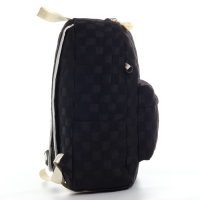 Рюкзак школьный, набор 2 в 1,+ пенал в клетку, 40х28х13 см, цвет чёрный