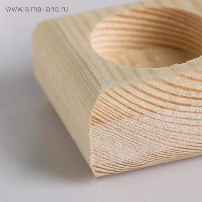 Подсвечник деревянный под 1 свечу "Квадратный", МАССИВ, 6&times;6&times;3 см