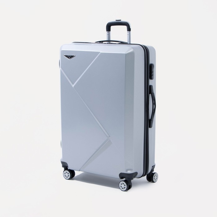 Чемодан большой 84 л (L), отдел на молнии, кодовый замок, цвет серебристый