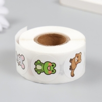 Наклейка бумага "Лесные звери" d=2,5 см 500 шт в рулоне 3х6,5х6,5 см Наклейка бумага "Лесные звери" d=2,5 см 500 шт в рулоне 3х6,5х6,5 см