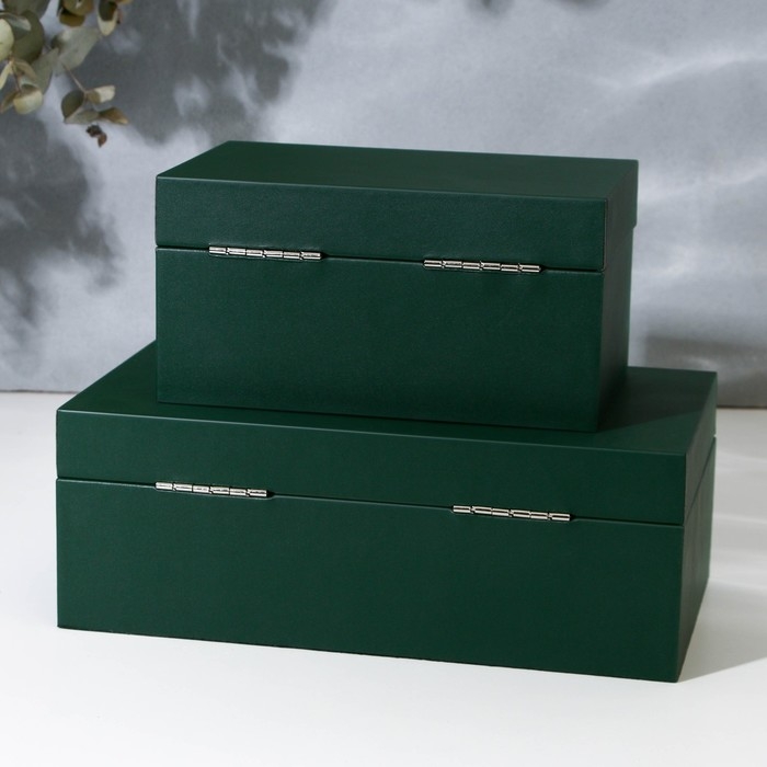 Шкатулка для украшений &laquo;Изумруд&raquo; экокожа, набор 2 шт.
