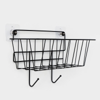 Корзина с 2 крючками, 31,5×13×20 см, цвет черный Корзина с 2 крючками, 31,5×13×20 см, цвет черный