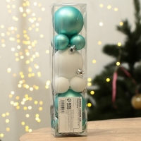 Шары ёлочные новогодние, на Новый год, d=3 и d=6, 15 шт., цвет голубой и белый Шары ёлочные новогодние, на Новый год, d=3 и d=6, 15 шт., цвет голубой и белый