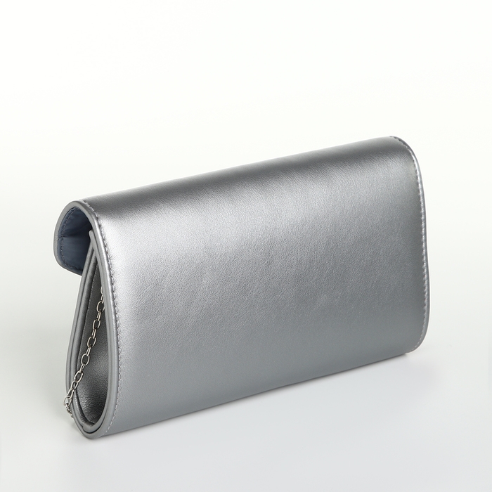 Сумка-клатч на магните, цвет серебряный