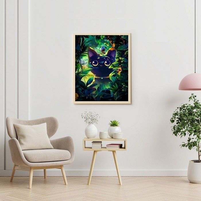 Картина по номерам 40x50  черный холст "Кошачий арт"  (23 цвета) BHR0582