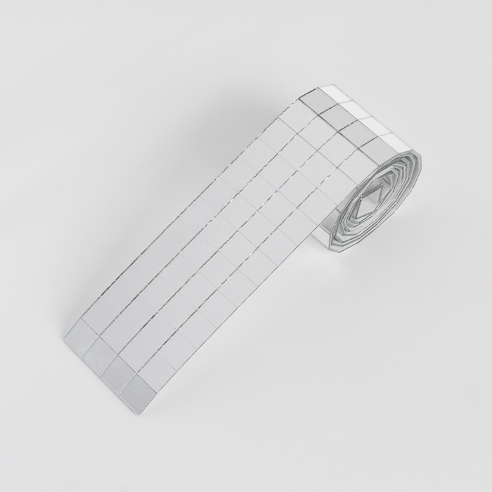Зеркальная мозайка клеевая, 1 &times; 1 см, 4 ряда 4 см &times; 1 м, серебряное стекло