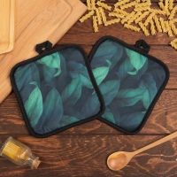 Кухонный набор (2 предмета) Этель &laquo;Листья&raquo;, прихватка 17х17 см, 100% п/э