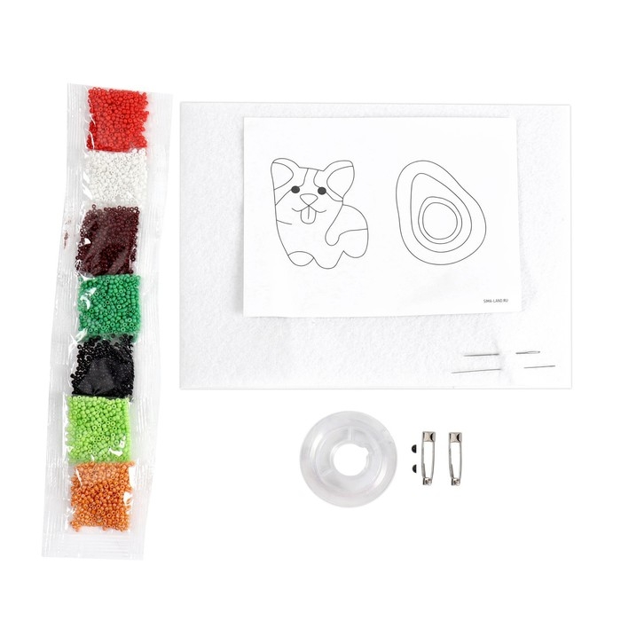 Вышивка бисером. Брошь &laquo;Корги и авокадо&raquo;, набор для творчестваа