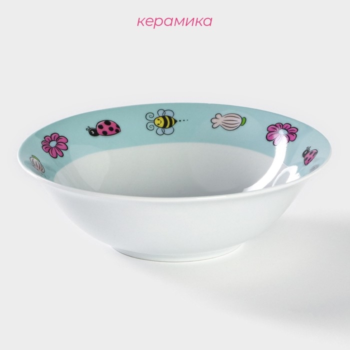 Тарелка керамическая глубокая Доляна &laquo;Единорожка&raquo;, 400 мл, d=15 см, цвет белый