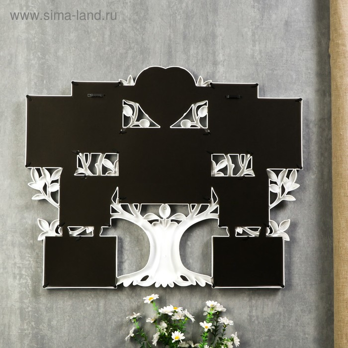 Фоторамка пластик на 10 фото 10х10,10х15,12х12,15х20 см Фоторамка пластик на 10 фото 10х10,10х15,12х12,15х20 см "Дерево с плодами" белая 52х65х3 см 478534