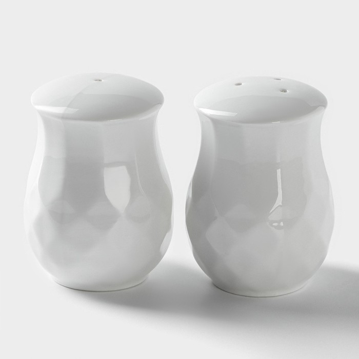 Набор для специй керамический &laquo;Эстет. Герда&raquo;, 2 предмета: солонка, перечница, цвет белый