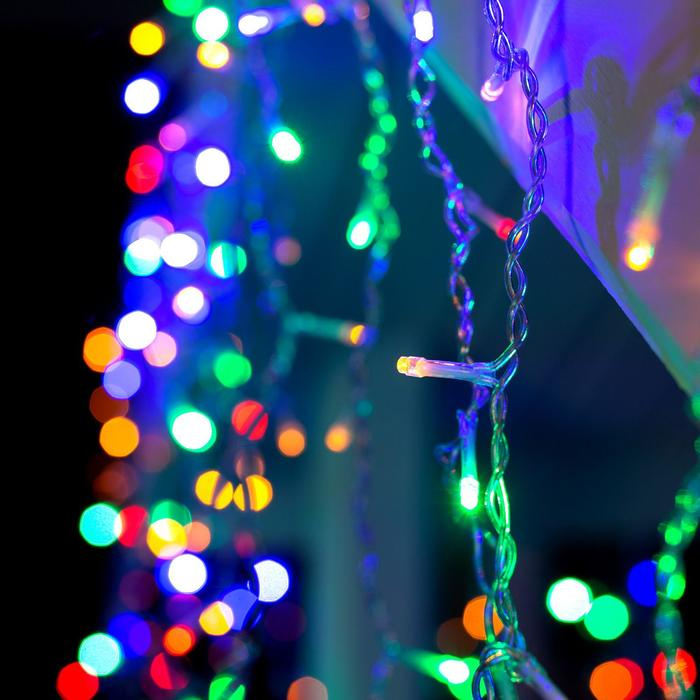 Гирлянда &laquo;Бахрома&raquo; 3 &times; 0.9 м, IP44, УМС, прозрачная нить, 232 LED, свечение мульти, 220 В