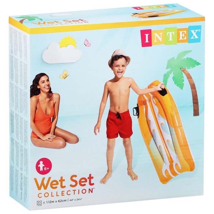 Плотик надувной &laquo;Джой Райдер&raquo;, с ручками, 112 х 62 см, от 6 лет, цвет МИКС, 58165NP INTEX