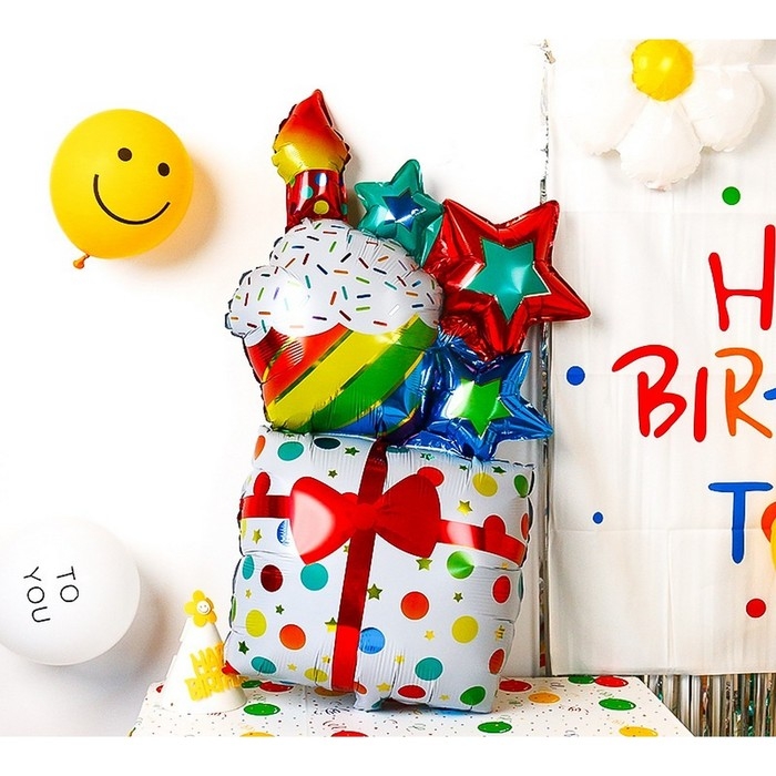 Шар фольгированный 40 Шар фольгированный 40" «Подарок со звёздами», фигура, под воздух
