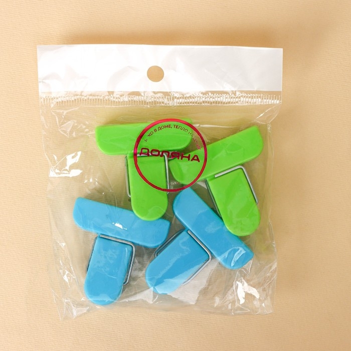 Набор зажимов для пакетов, 4×1,7 см, 4 шт, цвет МИКС Набор зажимов для пакетов, 4×1,7 см, 4 шт, цвет МИКС