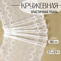 Кружевная эластичная ткань, 190 мм &times; 2,7 &plusmn; 0,5 м, цвет белый