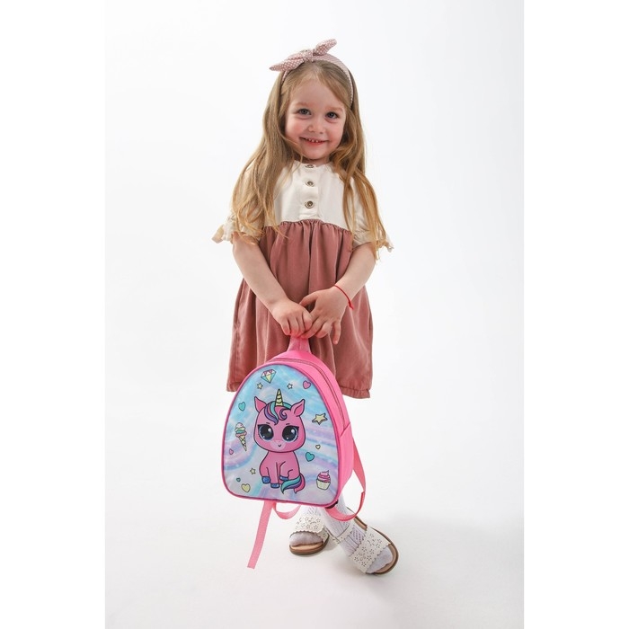 Рюкзак детский для девочки «Единорог», отдел на молнии, цвет розовый Рюкзак детский для девочки «Единорог», отдел на молнии, цвет розовый