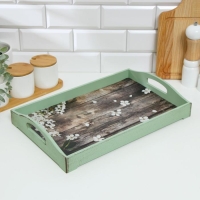 Поднос деревянный для завтрака "Прованс. Лепестки яблони", 43&times;27.5&times;7 см, зелёный