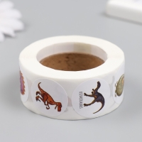 Наклейка бумага "Динозавры" d=2,5 см 500 шт в рулоне Наклейка бумага "Динозавры" d=2,5 см 500 шт в рулоне