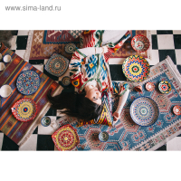 Ляган Риштанская Керамика "Цветы", 31 см, красный, рифлёный Ляган Риштанская Керамика "Цветы", 31 см, красный, рифлёный