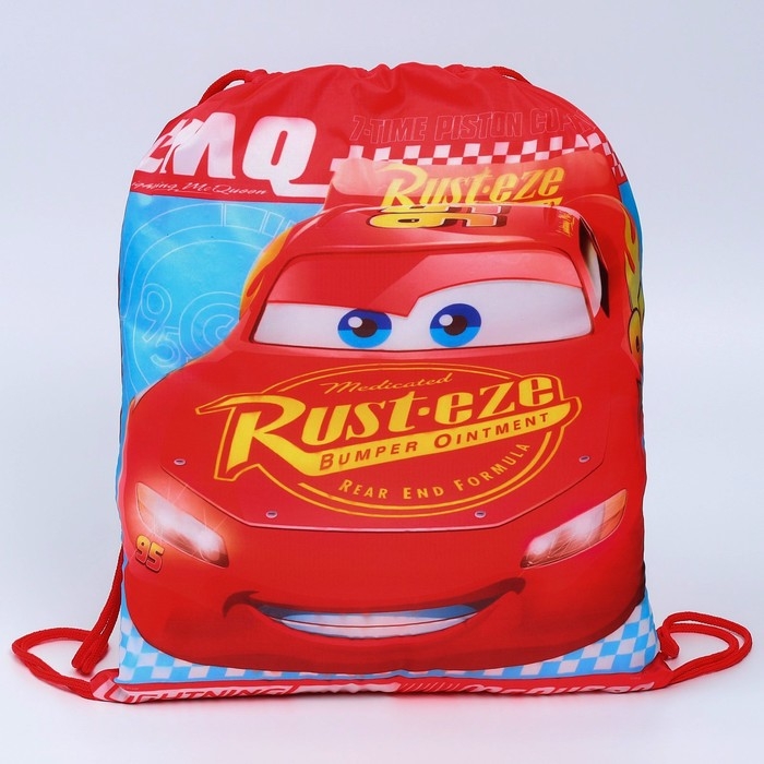 Мешок для обуви 420 х 350 мм, Тачки &laquo;Маккуин&raquo; (мягкий полиэстер, плотность 210D)