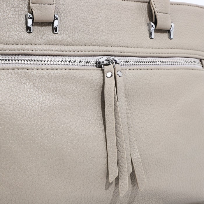 Сумка-тоут на молнии, 2 наружных кармана, цвет серый Сумка-тоут на молнии, 2 наружных кармана, цвет серый