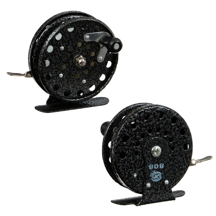 Катушка инерционная, металл, диаметр 6.5 см, цвет чёрный, 808 Катушка инерционная, металл, диаметр 6.5 см, цвет чёрный, 808