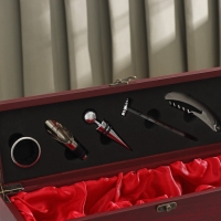 Набор для вина Доляна &laquo;Ла-Манш&raquo;, 6 предметов: кейс для бутылки, каплеуловитель, кольцо, штопор, термометр, пробка