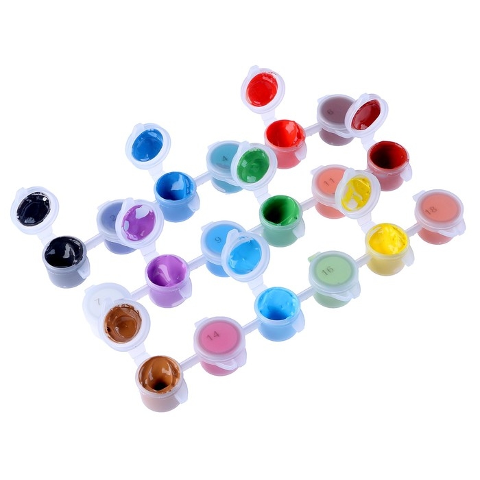 Набор акриловых красок &laquo;&lrm;Яркая палитра&raquo;&lrm;, 18 цветов