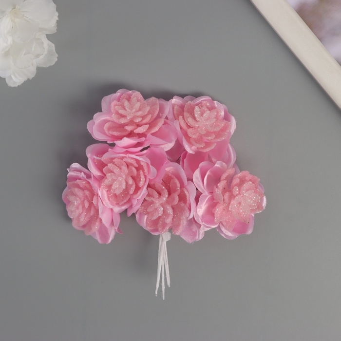 Декор для творчества Декор для творчества "Камелия" розовый (1 набор=1 букет) в букете 6 шт 4х11 см