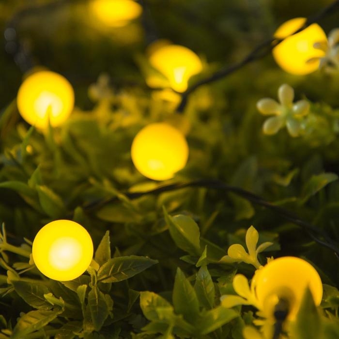 Гирлянда &laquo;Нить&raquo; 4.5 м с насадками &laquo;Шарики&raquo;, IP44, тёмная нить, 30 LED, свечение жёлтое, 2 режима, солнечная батарея
