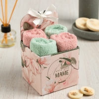 Набор махровых полотенец Этель &laquo;Маме&raquo; 30х30 см-4шт, 100% хлопок 340 гр/м2