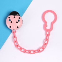 Держатель для соски - пустышки &laquo;Божья коровка&raquo;, на цепочке, цвет розовый