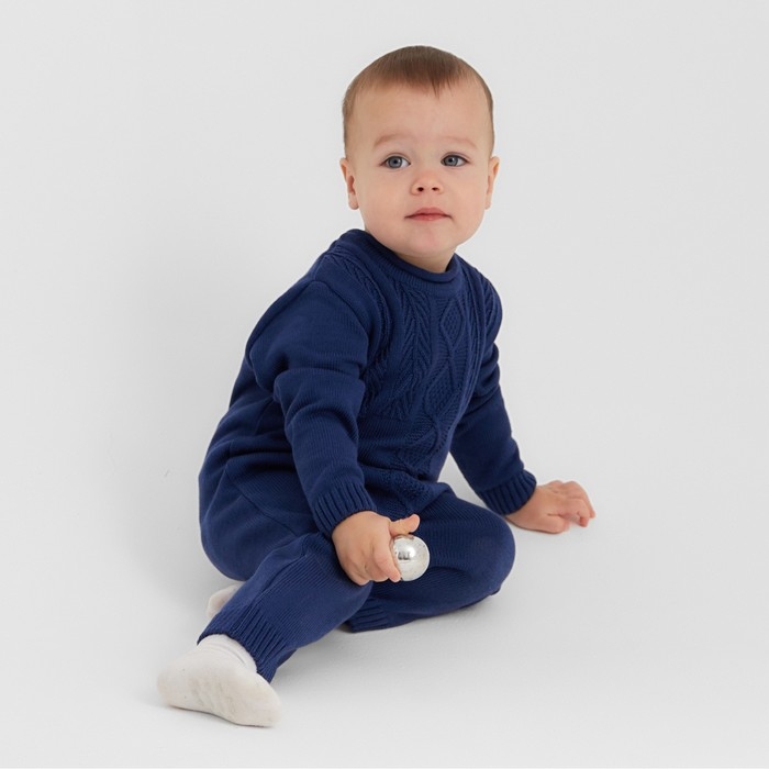 Комбинезон детский вязаный MINAKU, рост 86-92, цвет синий