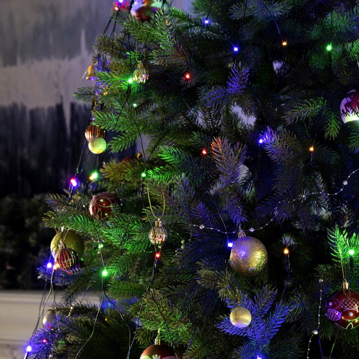 Гирлянда &laquo;Сеть&raquo; d=1.8 м с кольцом на ёлку, IP20, тёмная нить, 224 LED, свечение мульти, 8 режимов, 220 В