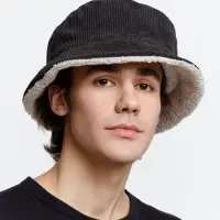 Панама Bucket двусторонняя, темно-серая с бежевым, размер S/M