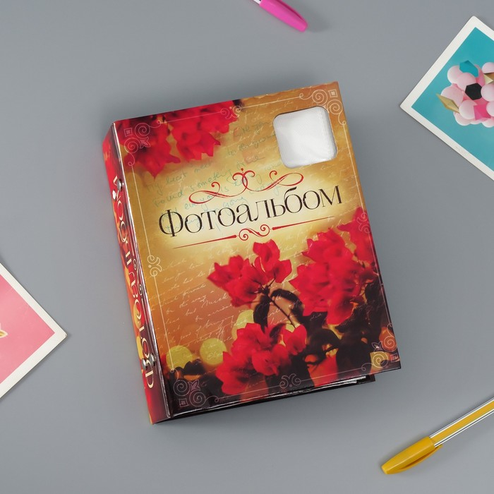 Фотоальбом 100 фото 13х18 см с окном "Нежный букет" 15,5х19,5 см