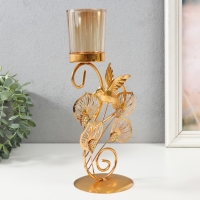 Подсвечник металл, стекло на 1 свечу "Полет колибри" d=4,7 см, золото 15,5х9х27,8 см Подсвечник металл, стекло на 1 свечу "Полет колибри" d=4,7 см, золото 15,5х9х27,8 см