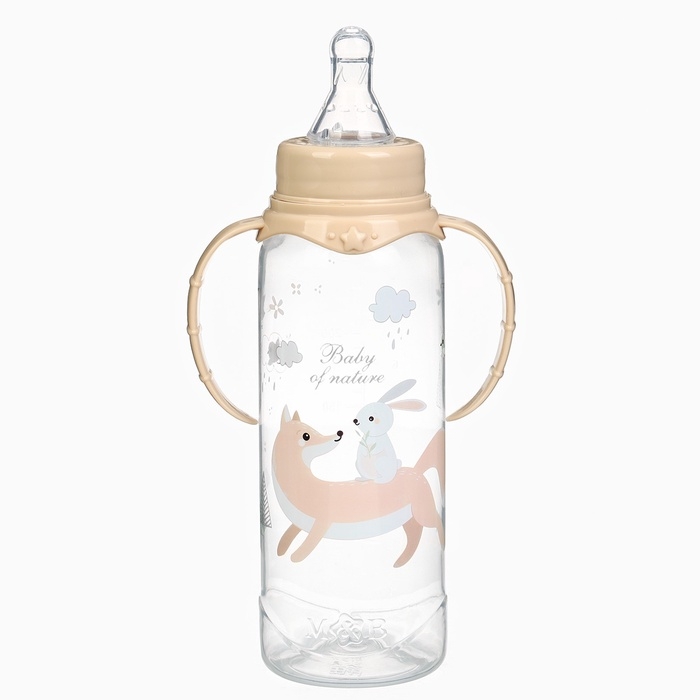 Набор бутылочек для кормления &laquo;Лесные зверята&raquo; 150 и 250 мл, прямые, цвет бежевый