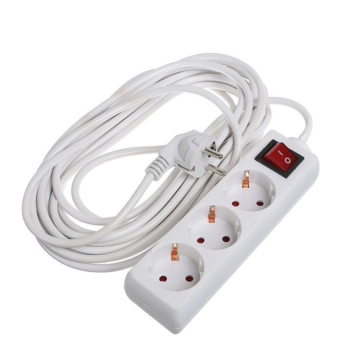 Удлинитель Luazon Lighting, 3 розетки, 7 м, 6 А, 1300 Вт, 3х0.75 мм2, с з/к, с выкл., Б Удлинитель Luazon Lighting, 3 розетки, 7 м, 6 А, 1300 Вт, 3х0.75 мм2, с з/к, с выкл., Б