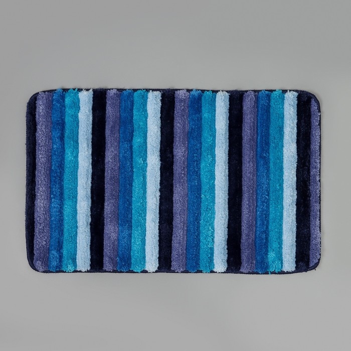 Коврик для ванной Доляна «Полосочки», 43×68 см, цвет синий Коврик для ванной Доляна «Полосочки», 43×68 см, цвет синий