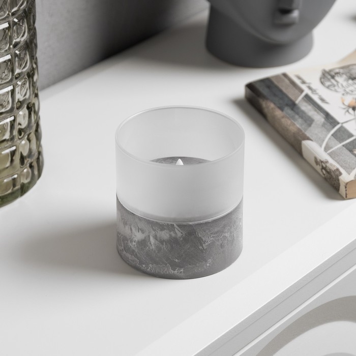 Светодиодная свеча матовая, 10 &times; 10 &times; 10 см, пластик, стекло, батарейки ААх2 (не в комплекте), свечение тёплое белое