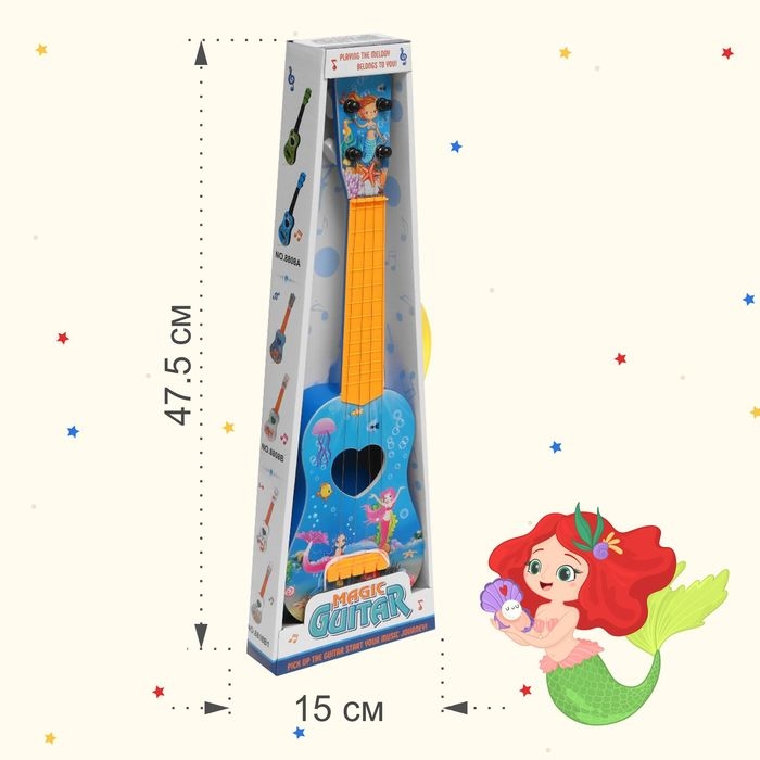 Игрушка музыкальная «Гитара. Волшебный мир», 4 струны, цвета МИКС Игрушка музыкальная «Гитара. Волшебный мир», 4 струны, цвета МИКС