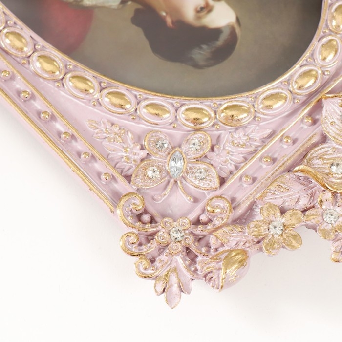 Фоторамка полистоун 10х15 см Фоторамка полистоун 10х15 см "Королевские цветы" розовая 22,5х14,5х3 см