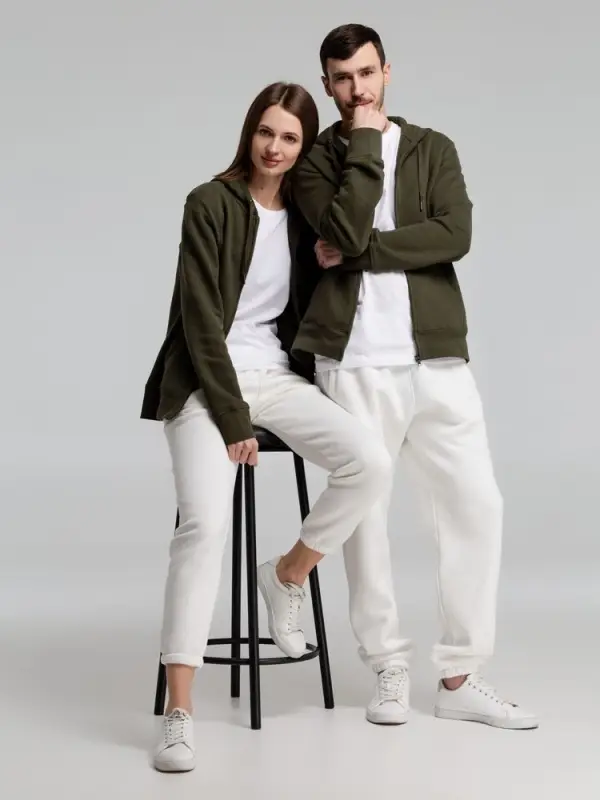 Толстовка на молнии с капюшоном унисекс King, хаки, размер XS