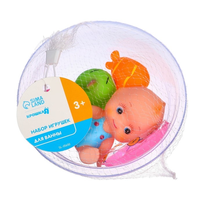 Набор резиновых игрушек для ванны &laquo;Пупс в ванне&raquo;, с пищалкой, 6 шт, цвет МИКС, Крошка Я