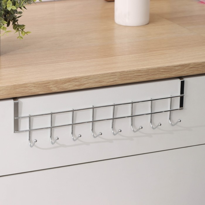 Вешалка на дверь на 8 крючков Доляна &laquo;Блеск&raquo;, 36&times;9&times;2 см, цвет хром