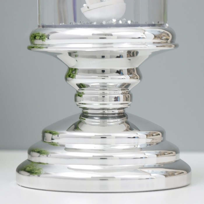 Лава-лампа  "Морозная свеча" LED от батареек 3хАА USB серебро 7х7х28см