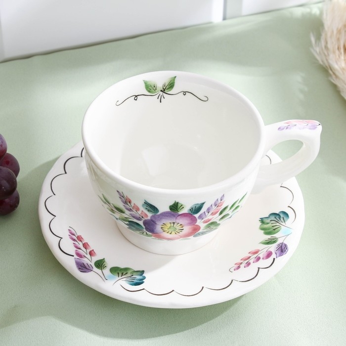 Чайная пара &laquo;Шиповник&raquo;,  0,29 л, 15&times;8,4 см, 1 сорт,  Гурова В.П.